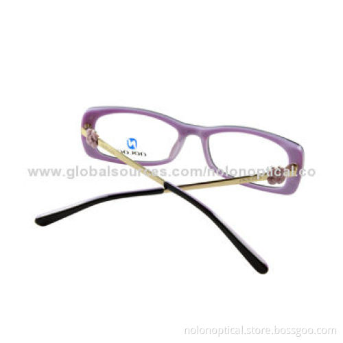Fashion Acetate Optical Frames with Metal Temple of Nice Metal Trim
